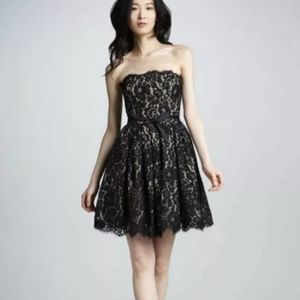 Neiman Marcus Black Lace Strapless Dress